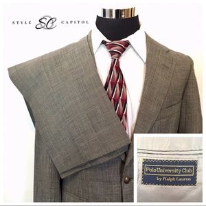 Ralph Lauren Mens 2 Pc Gray Black White Suit 40R